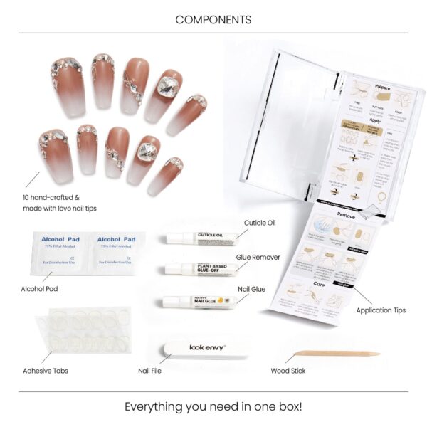 Handmade Almond-Shaped Nail Art Nude Gradient Luxury Swarovski Crystals Decor Press On Nails Nail Supplies - Image 6