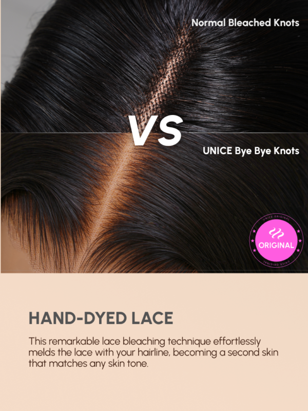 UNice Bye Bye Knots Wig 7x5 Glueless Lace Honey Blonde Jerry Curly Bleached Knots Wig 150% Density - Image 7